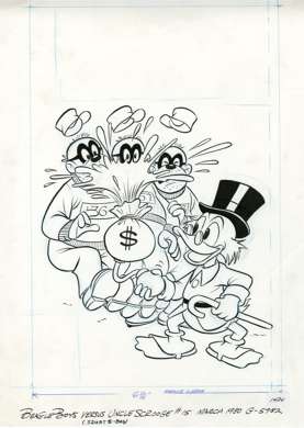 UNCLE SCROOGE #182 COVER ORIGINAL ART Beagle Boys 1981