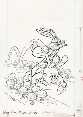 BUGS BUNNY #237 ORIGINAL COVER ART (1982) LEAPFROG FUDD