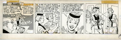 GILL FOX - JEANIE DAILY STRIP 1951 ORIG ART - MATCHING