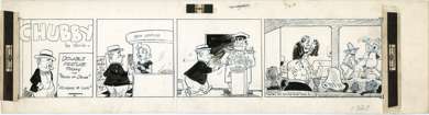 CHRIS TIFFER -CHUBBY DAILY ORIG ART 1951 DOUBLE FEATURE