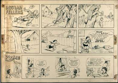GENE BYRNES - REG'LAR FELLERS/ZOOLIE SUNDAY ART 9-16-45