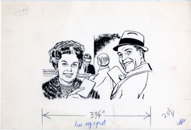 LOU FINE - ADVERTISING ILLO ORIG ART - OLDER COUPLE