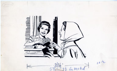 LOU FINE - ADVERTISING ILLO ORIG ART - SAVINGS CASH