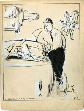 W.G. CRAWFORD -SIDE GLANCES DAILY ORIG ART -TRAFFIC COP