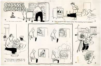 BIL KEANE - CHANNEL CHUCKLES SUNDAY ORIG ART 7-30-61