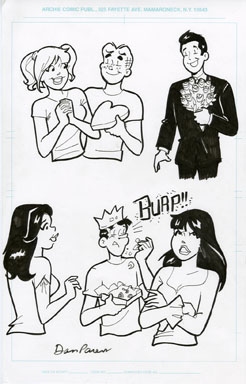 DAN PARENT - ARCHIE & THE GANG #4 ORIG ART Reggie Betty