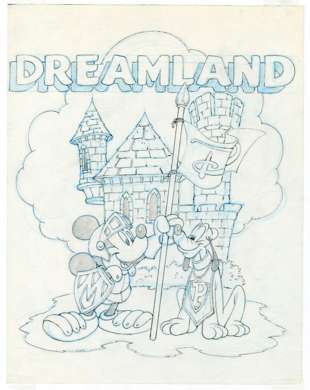 DISNEY "DREAMLAND" MAGAZINE PENCIL ART ORIGINAL COVER