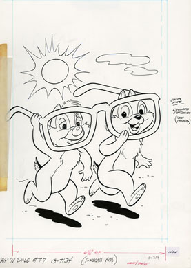 CHIP 'N' DALE #77 ORIG COVER ART (1982) SUNGLASS KIDS