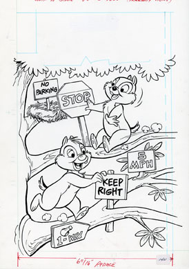 CHIP 'N' DALE #80 ORIGINAL COVER ART (1982) SIGNS