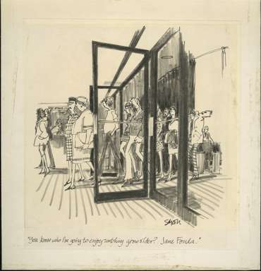 CHARLES SAXON - Orig NEW YORKER Cartoon JANE FONDA 1971