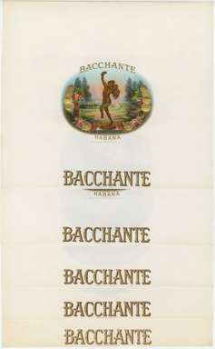 BACCHANTE HABANA set of 5 CIGAR BOX LABELS c1930 NR