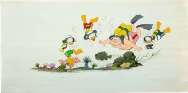 AL WHITE - DISNEY MAG PAINTED ILLUSTRATION DUCK NEPHEWS