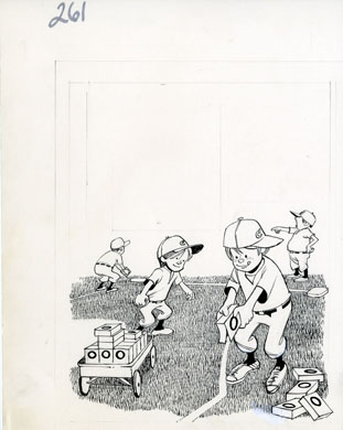 BOB CLARKE - MAD #261 BASEBALL FOUL LINE ORIG ART