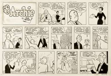 BOB MONTANA - ARCHIE SUNDAY STRIP ORIG ART 12-12-71