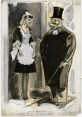 MAID w/ GENTLEMAN CALLER Good Girl Art - circa 1950