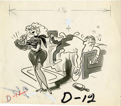 BOB TUPPER - MEN'S MAGAZINE CARTOON ORIG ART HOOKER