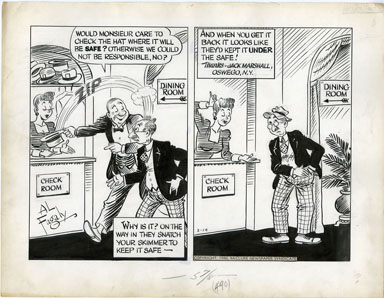 AL FAGALY - OUGHTA BE A LAW DAILY ORIG ART  HAT CHECK