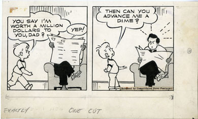 JEFF HAYES - CHIP DAILY STRIP ORIG ART - MILLION BUCKS