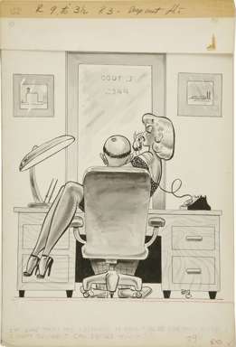 DAVE BERG - HUMORAMA CARTOON ORIG ART 1957 SECRETARY