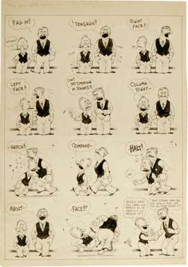 WALLY WALGREN -AMERICAN LEGION CARTOON ORIG ART Fall In