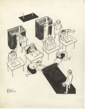 WIN MORTIMER - Orig EDITORIAL Art GET OUT & VOTE! 1983