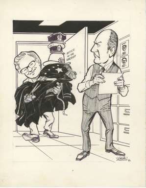 WIN MORTIMER Orig EDITORIAL Art PUTNAM Co. SHERIFF 1983