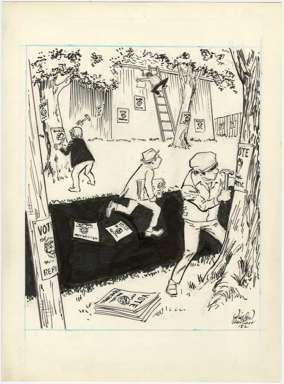 WIN MORTIMER Orig EDITORIAL Art - CAMPAIGN POSTERS 1982