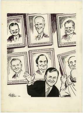 WIN MORTIMER - Orig EDITORIAL Art - NY GOVERNORS 1982