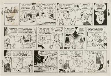 BOB MONTANA - ARCHIE SUNDAY ART 4-29-56 FISHING DENTIST