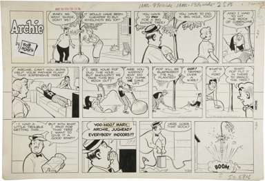 BOB MONTANA - ARCHIE SUNDAY STRIP ORIGINAL ART 7-20-58