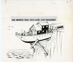AL JAFFEE -MAD #198 CLIFFSIDE SPLIT-LEVEL HOUSBOAT ART