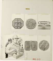 AL JAFFEE - MAD #213 MAD MEDALS ORIG ART ON STRIKE!