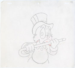 DUCK TALES - SCROOGE W/CANE ANIMATION PROD/LAYOUT ART