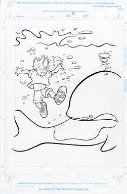 CRAIG ROUSSEAU - GEN X COLORING BOOK p39 ORIG ART WHALE