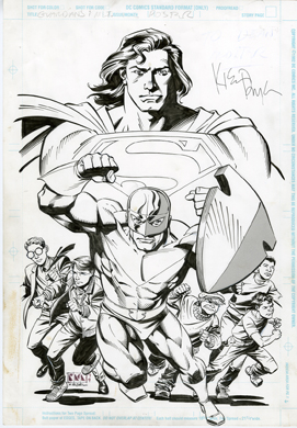 KIERON DWYER - GUARDIANS OF METROPOLIS POSTER ORIG ART