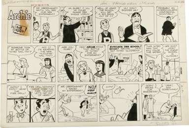 BOB MONTANA - ARCHIE SUNDAY ORIGINAL ART 12-14-58 NITRO