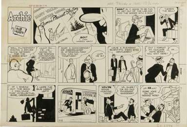 BOB MONTANA -ARCHIE SUNDAY ORIG ART 10-5-58 FLUTESNOOT