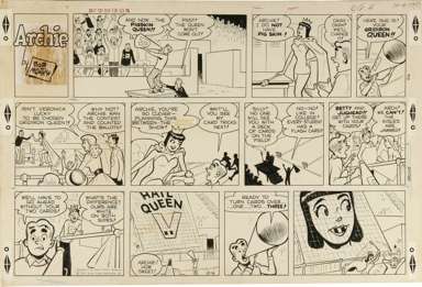 BOB MONTANA - ARCHIE SUNDAY ORIG ART 10-6-57 VERONICA