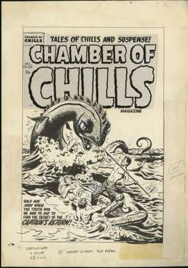 AL AVISON -CHAMBER OF CHILLS #26 COVER ORIG ART MONSTER