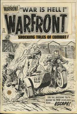 LEE ELIAS - WARFRONT #20 COVER ORIG ART 1954 MOTORCYCLE