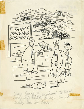 ART KENIK - PANEL CARTOON ORIGINAL ART - TANK / ARMY