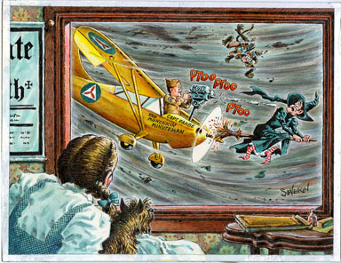 JOHN SEVERIN - WIZARD OF OZ PAINTED ILLO ORIG ART WITCH