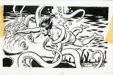WALLY WOOD - MAYA TV SERIES TRADING CARD ART OCTOPUS