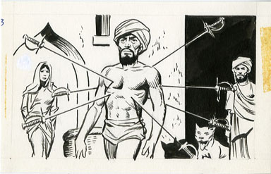 WALLY WOOD - MAYA TV SERIES TRADING CARD ORIG ART SWORD