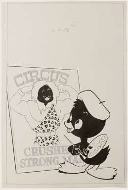 DINKY DUCK #19 ORIG COVER ART (1958) CIRCUS STRONGMAN