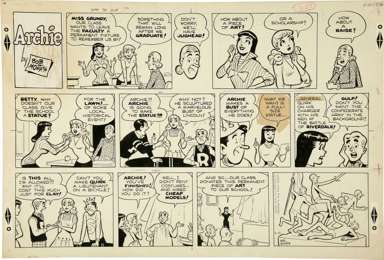 BOB MONTANA - ARCHIE SUNDAY ORIG ART 6-10-56 STATUE/ART