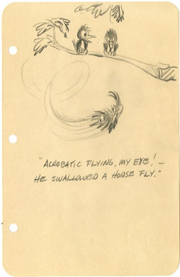 CARL BARKS - BIRD CARTOON (HORSE FLY) PRELIM ORIG ART