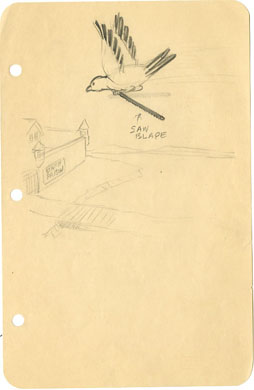 CARL BARKS - BIRD CARTOON (SAW BLADE) PRELIM ORIG ART