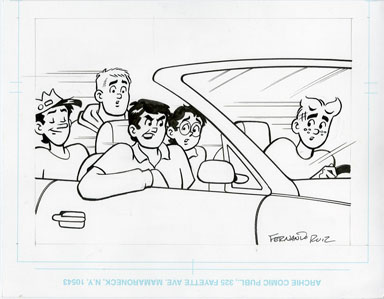 FERNANDO RUIZ - ARCHIE CAR CRASH STORY PG 2 ORIG ART