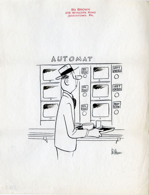 BO BROWN - 1-PANEL GAG CARTOON ORIG ART Automat Food
